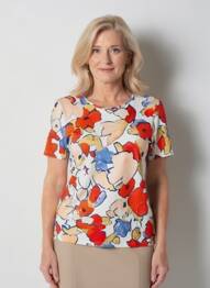Tricou imprimeu fantezie mâneci scurte alb BARBARA LEBEK femeie