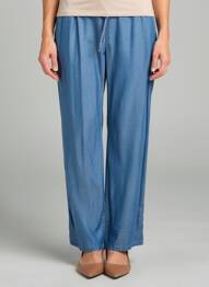 Pantalon drept talie elastică mărime normală albastru BARBARA LEBEK femeie