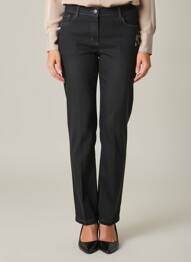 Pantalon slim țesătură poplin mărime normală negru RABE femeie