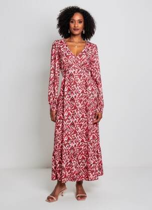 Rochie lungă mâneci lungi mâneci lungi roz ÉTYMOLOGIE femeie
