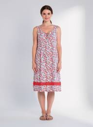 Rochie midi imprimeu floral fără mâneci roșu ESPRIT DE LA MER femeie