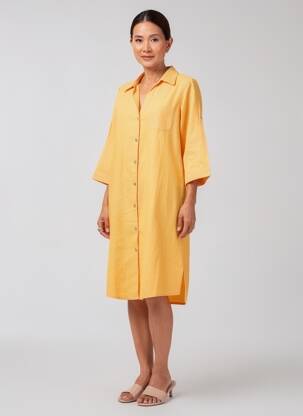 Rochie midi mâneci 3/4 mâneci 3/4 portocalie ESPRIT DE LA MER femeie