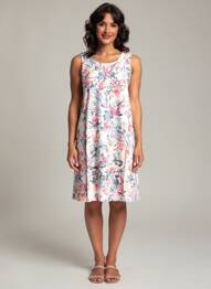 Rochie midi imprimeu fantezie fără mâneci alb ESPRIT DE LA MER femeie
