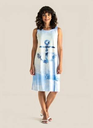 Rochie midi imprimeu fantezie fără mâneci albastru ESPRIT DE LA MER femeie