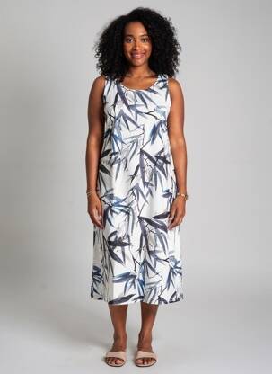 Rochie midi imprimeu fantezie fără mâneci albastru ESPRIT DE LA MER femeie