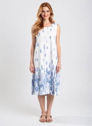 Rochie midi imprimeu fantezie fără mâneci albastru ESPRIT DE LA MER femeie