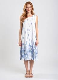 Rochie midi imprimeu fantezie fără mâneci albastru ESPRIT DE LA MER femeie