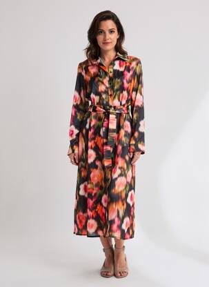 Rochie lungă mâneci lungi mâneci lungi portocalie LOLA ESPELETA femeie
