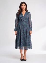 Rochie lungă mâneci lungi mâneci lungi verde LOLA ESPELETA femeie