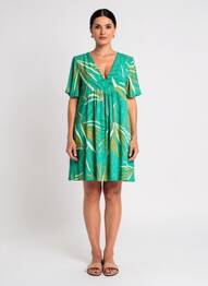 Rochie scurtă mâneci scurte mâneci scurte verde LOLA ESPELETA femeie
