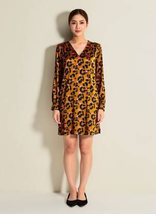 Rochie scurtă croială fluidă mâneci lungi galben LOLA ESPELETA femeie