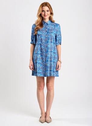 Rochie scurtă croială evazată mâneci scurte albastru LOLA ESPELETA femeie