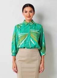 Cămașă imprimeu fantezie mâneci lungi verde LOLA ESPELETA femeie