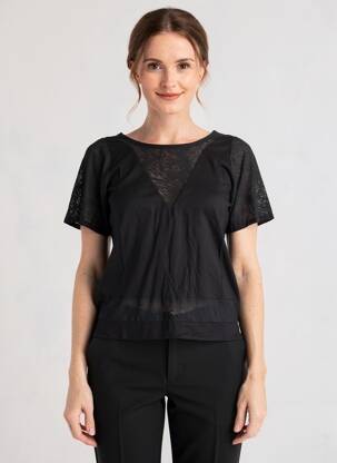 Top mâneci scurte mâneci scurte negru BAMBOO'S femeie