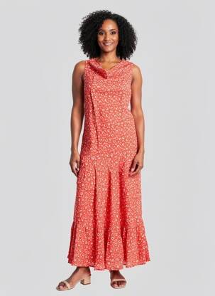 Rochie lungă imprimeu fantezie fără mâneci roșu SINOE BY BAMBOO'S femeie