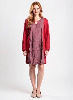 Rochie midi imprimeu fantezie mâneci lungi roșu BAMBOO'S femeie
