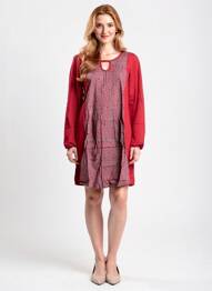 Rochie midi imprimeu fantezie mâneci lungi roșu BAMBOO'S femeie