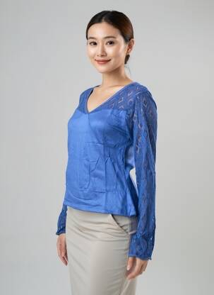 Tricou mâneci lungi mâneci lungi albastru BAMBOO'S femeie