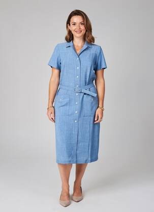 Rochie midi mâneci scurte mâneci scurte albastru GEVANA femeie