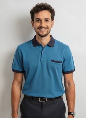 Polo țesătură jersey mâneci scurte albastru SINGULIER bărbat