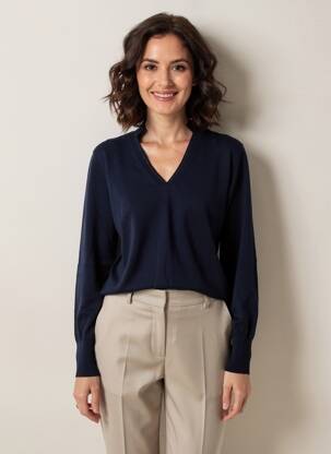 Pulover croială cambrată mâneci lungi albastru MARIA BELLENTANI femeie