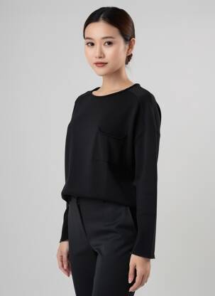 Pulover croială dreaptă mâneci lungi negru MARIA BELLENTANI femeie