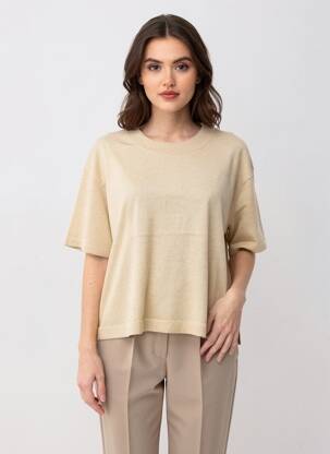 Tricou croială dreaptă mâneci scurte bej ESTHEME femeie