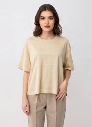 Tricou croială dreaptă mâneci scurte bej ESTHEME femeie