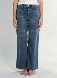 Pantalon larg închidere cu fermoar sub clapetă cu nasturi mărime normală albastru GARDEUR femeie