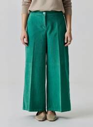 Pantalon larg închidere cu fermoar sub clapetă cu nasturi mărime normală verde DIANA GALLESI femeie