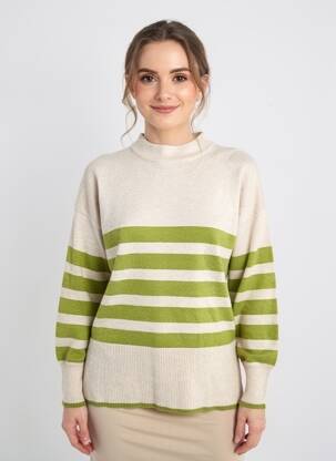 Pulover țesătură melanj mâneci lungi verde FRANSA femeie