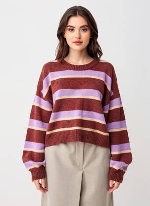 Pulover elasticitate mâneci lungi maro COMPAÑIA FANTASTICA femeie