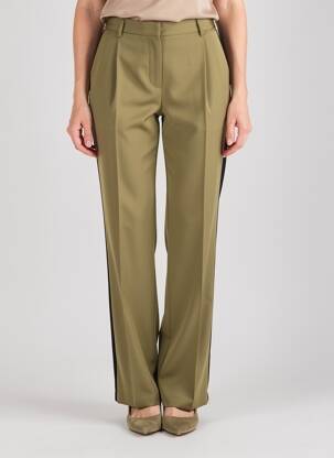 Pantalon drept închidere cu fermoar sub clapetă cu cârlig mărime normală verde BARBARA BUI femeie