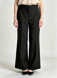 Pantalon larg țesătură poplin mărime normală negru RIANI femeie