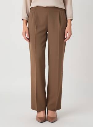 Pantalon drept țesătură crep mărime normală maro N°21 femeie