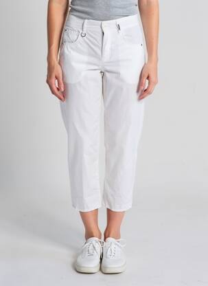 Pantalon 7/8 țesătură poplin mărime normală alb HIGH femeie