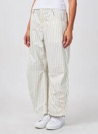 Pantalon larg țesătură poplin mărime normală alb HIGH femeie