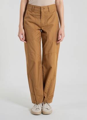 Pantalon drept țesătură poplin mărime normală maro HIGH femeie