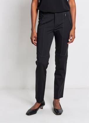 Pantalon slim țesătură poplin mărime normală negru HIGH femeie