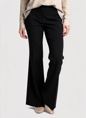 Pantalon evazat închidere cu fermoar sub clapetă cu cârlig talie înaltă negru MAX MARA femeie