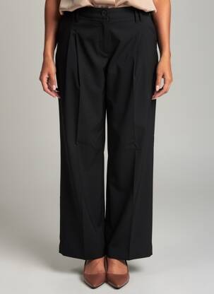 Pantalon drept țesătură crep talie înaltă negru HIGH femeie