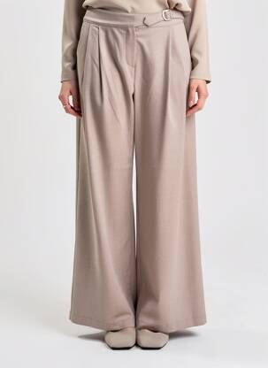 Pantalon larg talie cu cleme talie înaltă maro D.EXTERIOR femeie