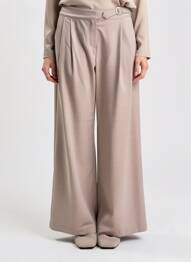 Pantalon larg talie cu cleme talie înaltă maro D.EXTERIOR femeie
