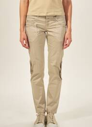 Pantalon slim talie joasă talie joasă bej HIGH femeie