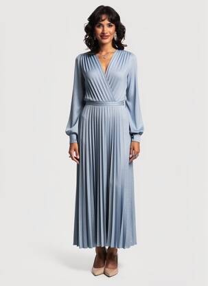 Rochie lungă mâneci lungi mâneci lungi albastru MARELLA femeie