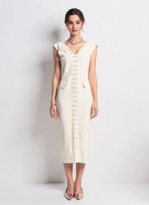Rochie midi fără mâneci fără mâneci bej CHIARA BONI femeie