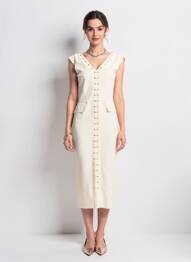 Rochie midi fără mâneci fără mâneci bej CHIARA BONI femeie