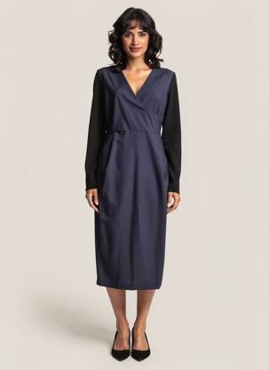 Rochie midi mâneci lungi mâneci lungi albastru SPORTMAX femeie