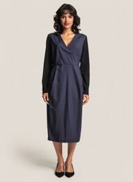 Rochie midi țesătură crep mâneci lungi albastru SPORTMAX femeie