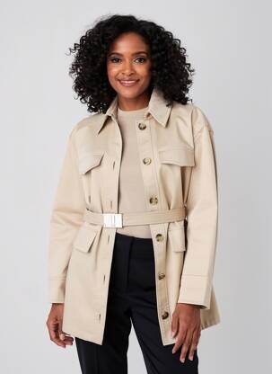 Trench țesătură poplin fără glugă bej SPORTMAX femeie